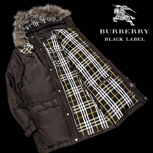 Men size M BURBERRY Black Label BIG Horse Embroidery Nova Check Real Fur 3WAY - Picture 3 of 10