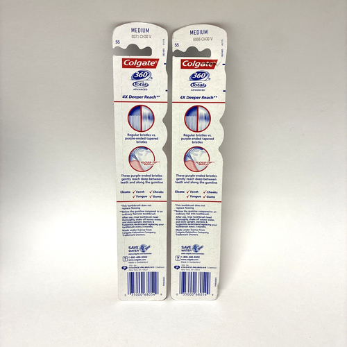 2X Colgate 360° Total Advanced Floss-Tip Bristles Toothbrushes, Medium 55 - Picture 2 of 2