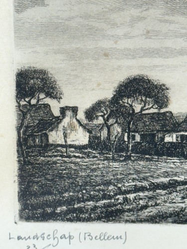 Early VTG Drypoint Etching Emil J Van Heecke Bellum Village 23/50 Signed Framed - Picture 10 of 17