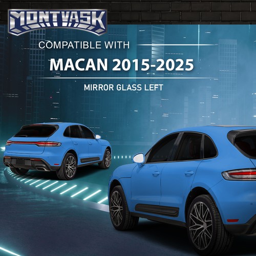 Fit For 2015-2025 Porsche Macan Left Side Mirror Glass Heated w/ Backing Plate - Picture 12 of 12