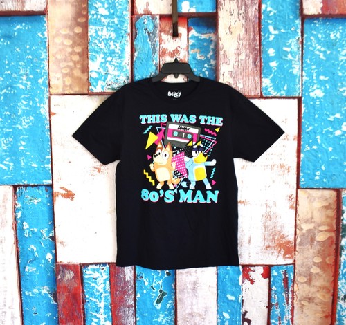Herren T-Shirt Bluey This Was The 80s Man Kurzarm MEDIUM schwarz - Bild 1 von 9
