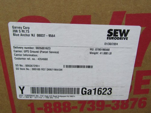 💥NEW SEW EURODRIVE 0.50 HP GEAR MOTOR 48.08 3Ø 1730/36 RPM R37 DRN71M4/DH - Picture 4 of 5