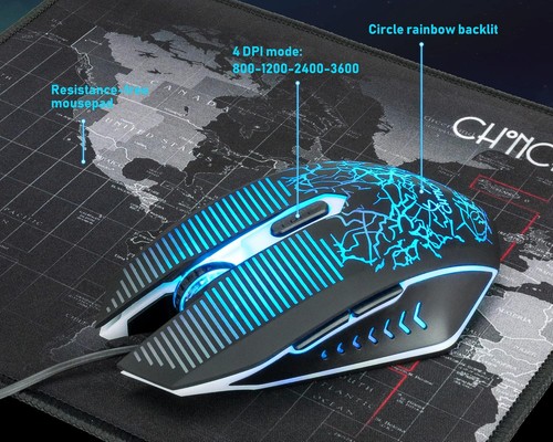 Keyboard and Mouse Gaming LED Wired Combo with Emitting Character 910b  - Picture 6 of 8