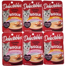 Hartz Delectables Bisque Lickable Wet Kitten Treat Tuna  Salmon/Chicken 6x1.4oz