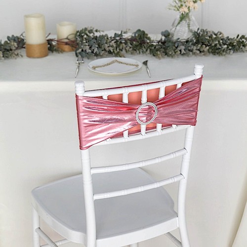 50 Metallic Spandex Chair Sashes with Silver Buckles Party Wedding Decorations - Picture 6 of 103