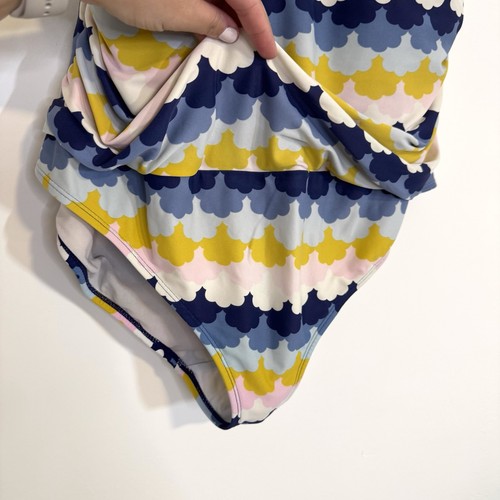 Boden Multicolor Stripe Ruffle Trim One Piece Modest Swimsuit Size XL 16 / 18 - Picture 4 of 10