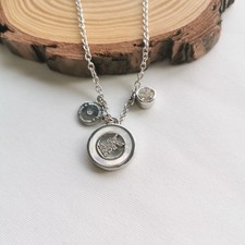 Michael Kors Crystal Logo Triple Charm Silver Pendant Necklace in Authentic