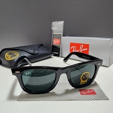 1Pc New R-B Sunglasses Gloss Black Frame Glass Gray Lens 50mm RB2140