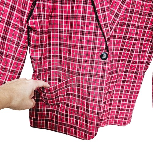 Blazer vintage a cuadros Lizsport para mujer talla 10 bolsillos nuevo sin etiquetas algodón Navidad - Imagen 2 de 8