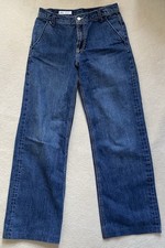 ZARA sz 8 JEANS High Rise BOOT CUT Wide Leg Medium Wash 2025