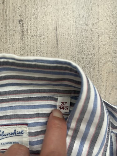 Mens GLANSHIRT A Slowear Brand,Blue Stripe Button Down Long Sleeve Shirt 37/14.5 - Picture 4 of 8
