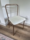 🍊Chaise pliante vintage années 50 MCM Hamilton Costco of Indiana métal coussin blanc