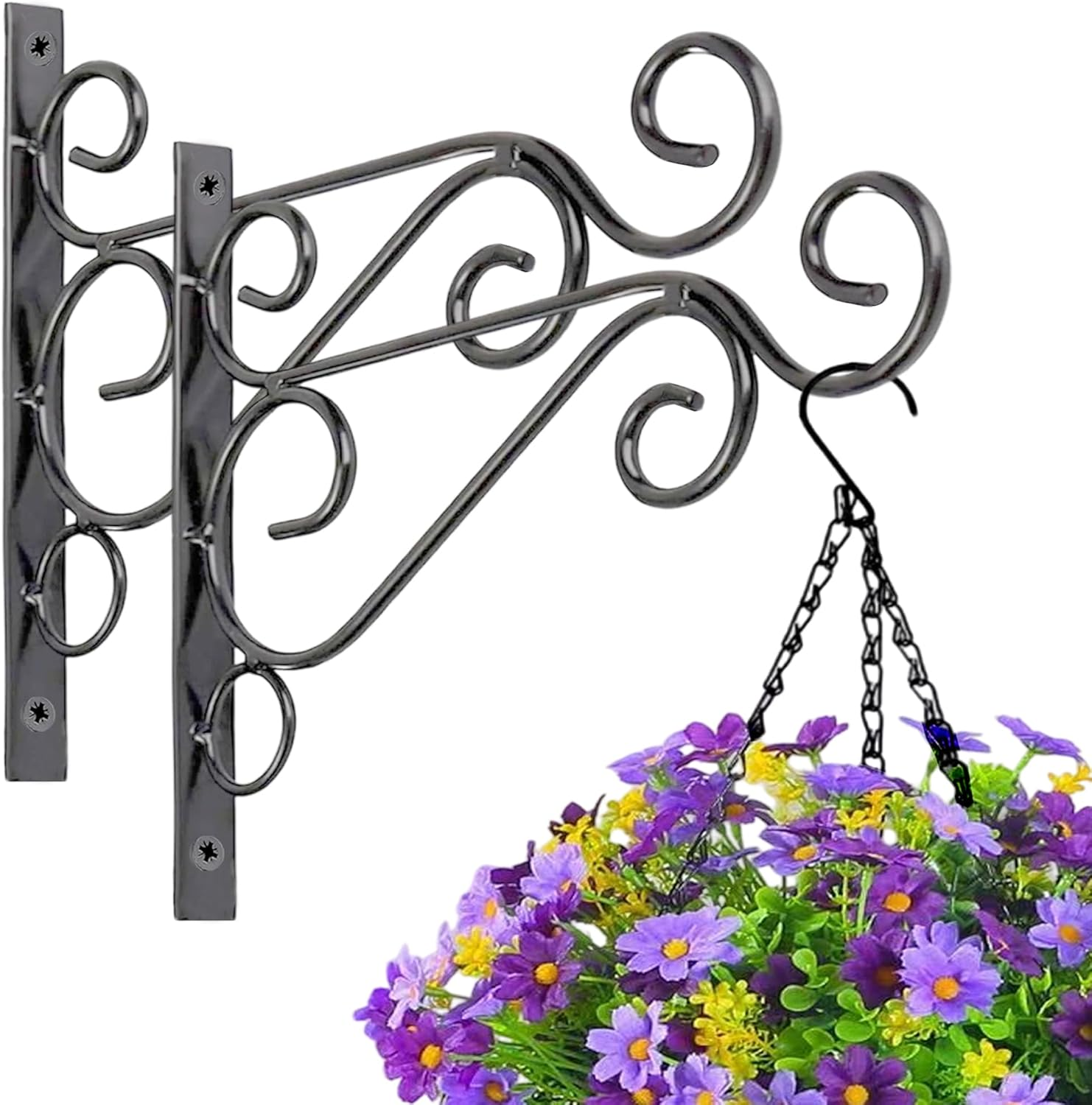 Hanging Basket Bracket, 10-Inch 2 Pack Retro Hanging Basket Brackets Outdoor, Ru