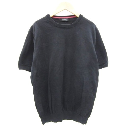 Barneys New York Knit Top Short Sleeve Crew Neck Black YM28 No Sizes Notice Used