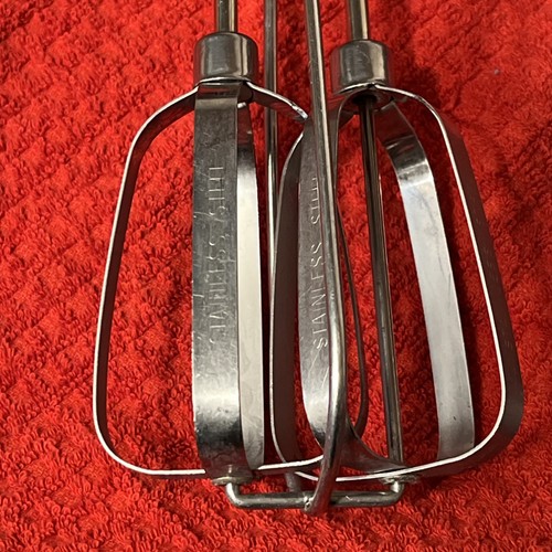 2 Stück Vintage Eierschläger ~ Mixer Edelstahl, schwarzer Griff, "EKCO Best" + - Bild 3 von 8