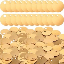 50 Pack 1 Inch Round Metal Brass Key Tags Engraving Blank Tags Stamp for Pet