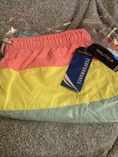 Nautica Mens Colorblock Performance Water Shorts Bathing Suit Sz Med NWT