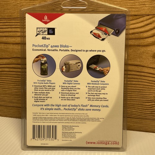 Iomega Pocket Zip Clik! 40MB Disk Media Pocket Zip 4 PK - New in Package - Photo 2/2