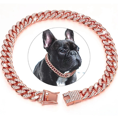 Nuevo collar para mascotas 2025, collar para mascotas perros y gatos, cadena cubana para mascotas cadena de metal diamante - Imagen 7 de 17
