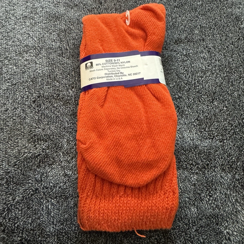 Calcetines holgados acanalados naranjas nuevos de colección años 80 90 hechos en EE. UU. algodón nailon colores Foto 4 de 4