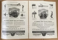 Chicago Pneumatic Tool Co. 1923 original vintage print ad 1920s illus factory 2p