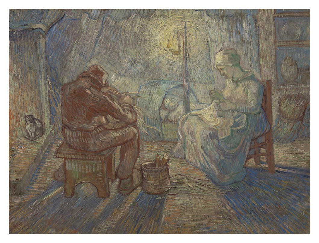 Quadro Stampa su tela con Cornice Van Gogh - Evening Quadro Stampa su tela Evening con Cornice Van Gogh - Evening tela 667dae