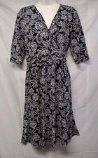 SUSAN LAWRENCE SIZE MEDIUM BLACK AND WHITE 3/4 SLEEVE SHIFT DRESS KNIT...