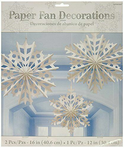 Christmas Snowflake Hanging Paper Fans (3) ~ Decoration Holiday Party Supplies   - Picture 3 of 3