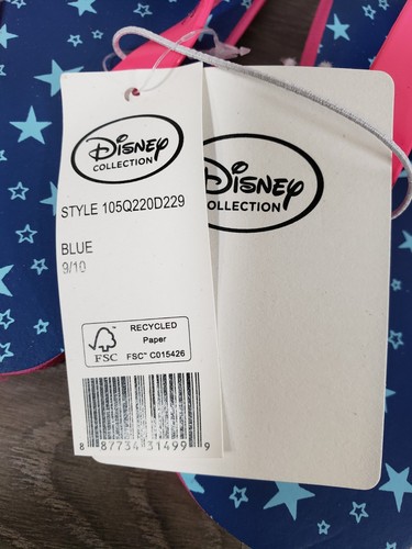 NEW DISNEY COLLECTION MINNIE MOUSE FLIP FLOPS GIRLS SZ 9/10 PINK BLUE STARS - Picture 4 of 4