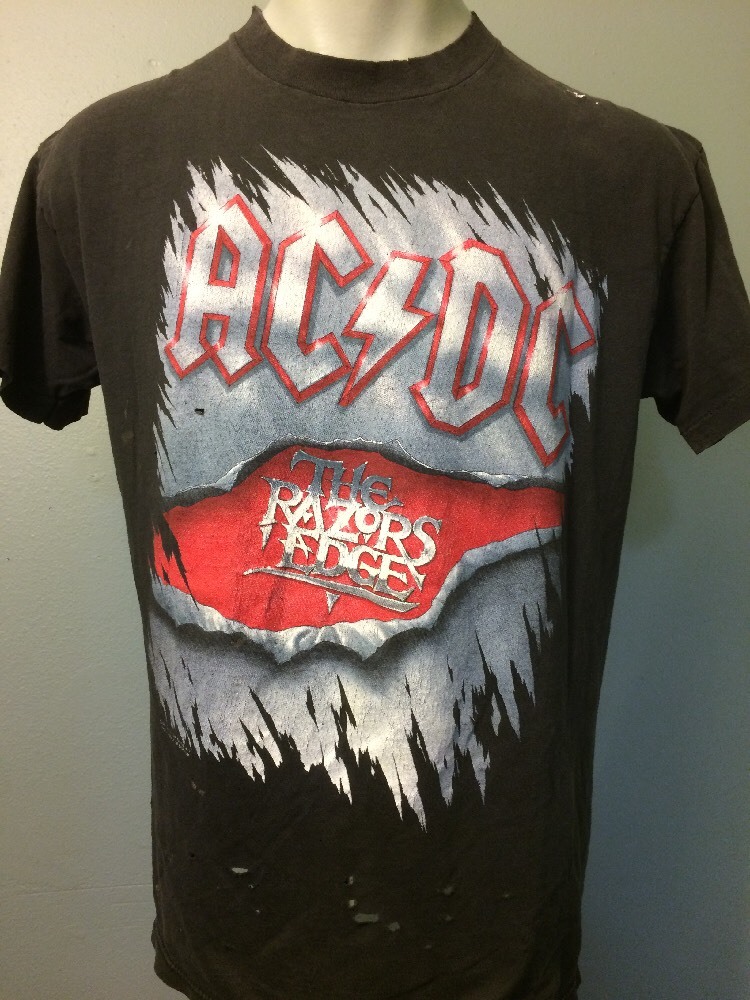 Vtg 90s AC/DC Razors Edge 91 US Tour Rock Show Shirt Mens L 