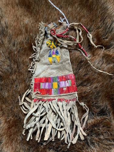 Vintage alte gesteppte Sioux-Verstecktasche C. 1880er - Bild 2 von 2