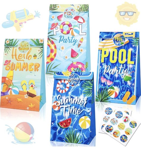 Summer Pool Party Bags Beach Ball Goody Favor Gift Bags with Stickers 20 Bags  - Bild 1 von 7