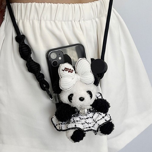 with Crossbody Rope Plush Doll Phone Back Clip Mobile Phone Pendant - Photo 3/9