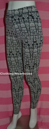 Victoria's Secret PINK Fashion Leggings Black White Geo Aztec Tribal Cotton S,M - Picture 2 of 11