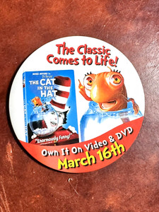 2004 DR SEUSS THE CAT IN THE HAT Pin Pinback Movie PROMOTIONAL Button Mike Myers