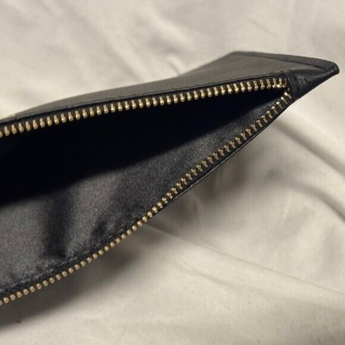 Authentic Tom Ford Pebbled Leather Black Large Clutch Pouch Gold Trim Zipper NEW - Picture 3 of 3