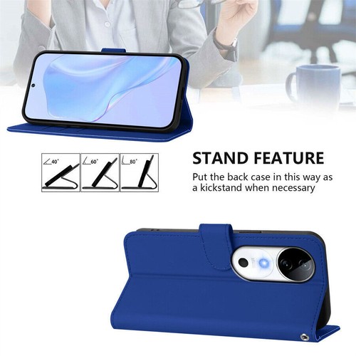 PU Leather Candy Color Card Wallet Phone Case for Vivo Y02A V27 S16 Y78 Y36 Y27 - Picture 12 of 30