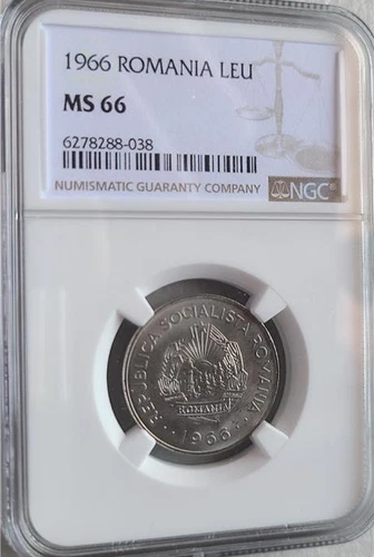 Romania 1 Leu 1966 NGC MS 66
