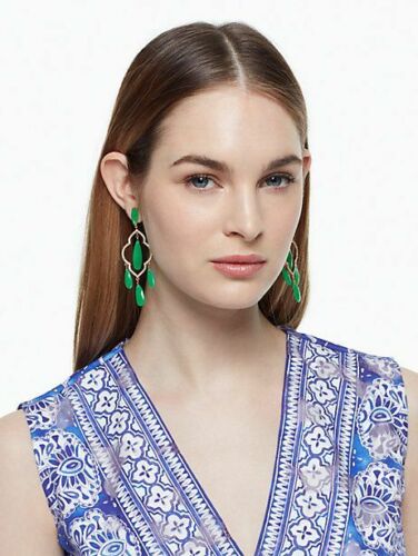 Kate Spade Lantern Gems Crystal Chandelier Earrings emerald green & ribbon lot 2 - Picture 6 of 16