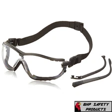 PYRAMEX V2G SAFETY GLASSES GOGGLE HYBRID CLEAR ANTI-FOG LENS WITH STRAP GB1810ST