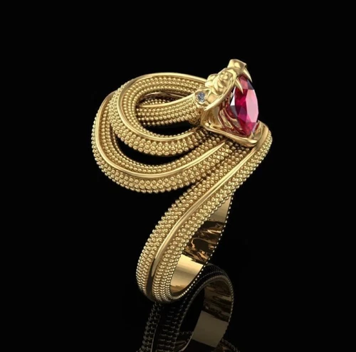18kGold Plated Ruby Ouroboros Snake Ring, Dainty Snake Ring, Best Valentine Gift