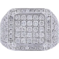 2.25 CT Simulated Round Cut White Sapphire Classic Square Signet Engagement Ring