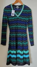 M MISSONI Multi Color Blue Dress Size US 2/ I 38 NWT $595