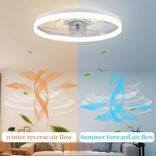20‘’ Ceiling Fan with Light, Upgraded Low Profile Fan, Flush Mount C - Picture 4 of 7