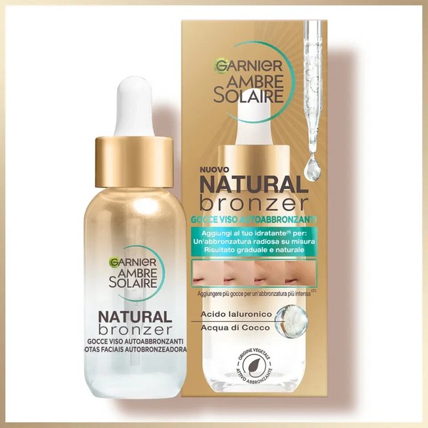 Garnier Ambre Solaire Natural Bronzer Gocce Viso Autoabbronzanti Abbronzatura Na-image