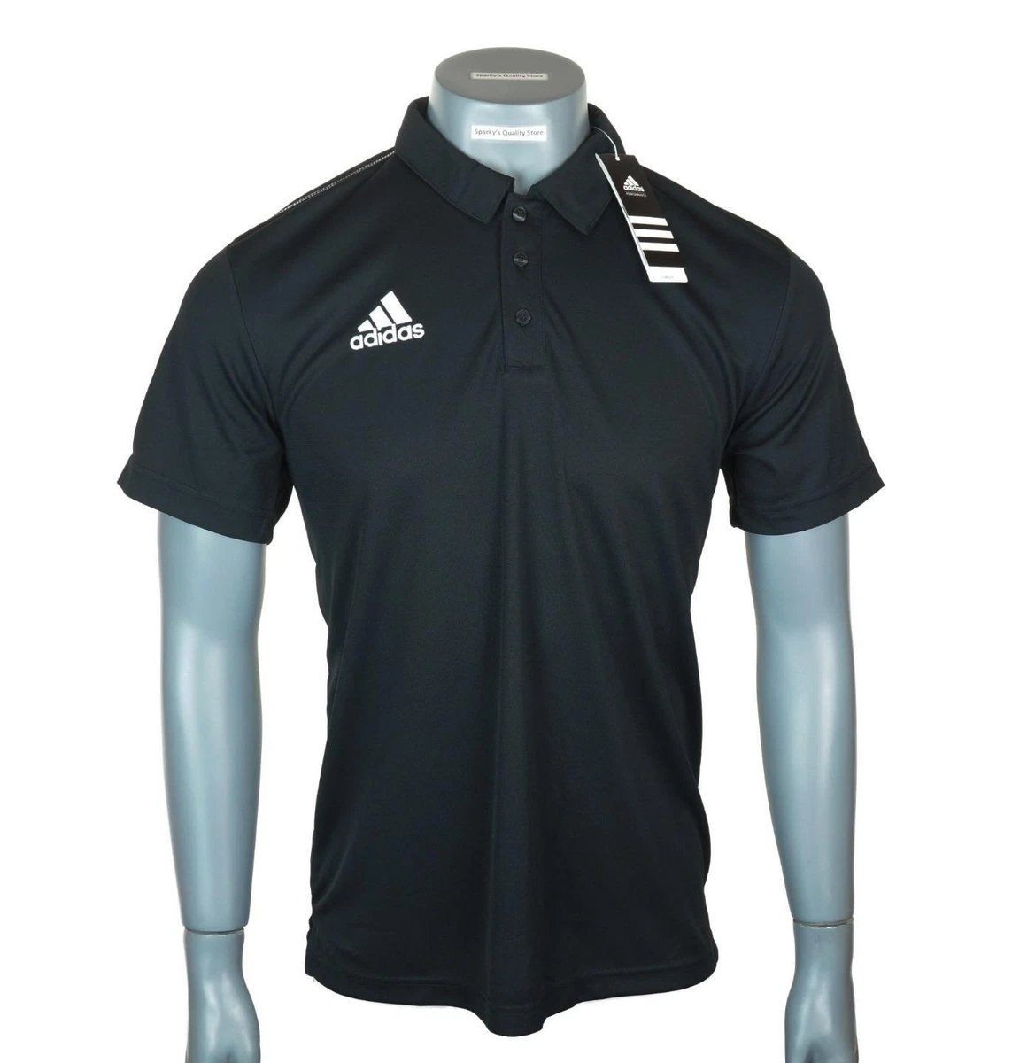 New Men s Adidas Embroidered Climalite Performance Polo Shirt Medium Black