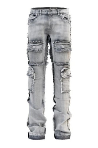 FWRD DENIM Men's Casual Stacked Raw Edge Cargo Denim Jeans FW330220A - Picture 2 of 6