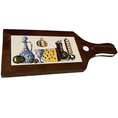 Charcuterie Vintage Cheese Board Retro Ceramic Tile Wood Cutting - Picture 3 of 14