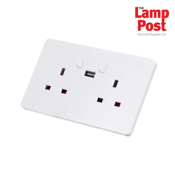Timeguard WFTWSUSB Wi-Fi 2 Gang Double Smart Wall Plug Socket & USB Alexa Google - Image 2 of 3