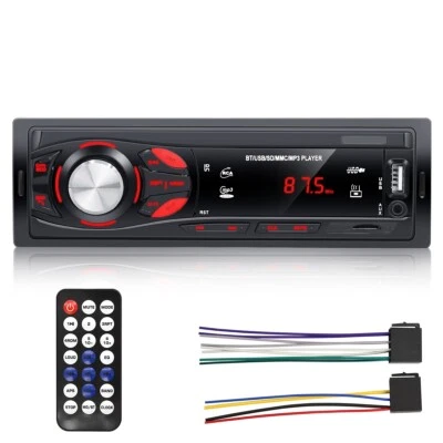 1 Din MP3 Autoradio FM Car Radio Bluetooth Voiture Stéréo Lecteur TF USB Aux-In - Photo 1/4